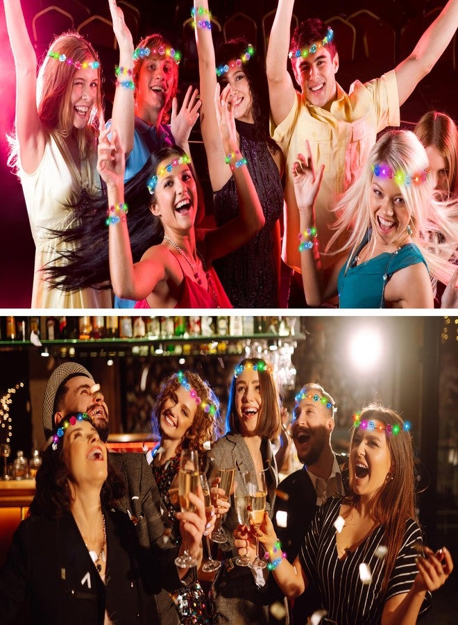 HONLYNE 100 PCS LED Flower Crowns Headbands, Light Up Flower Crowns For Women, Glow in the Dark Headband for Wedding Reception Birthday Christmas Mardi Gras Cosplay Princess Party Favors - Image 5